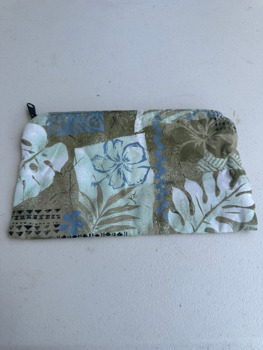 Handmade Hawaiian Hibiscus Monstera Zipper Closure Nylon Lined Cosmetic Pouch